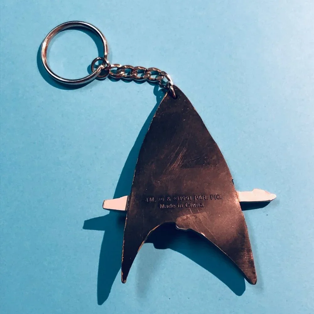 Vintage 1991 Star Trek Keychain With USS Enterprise & Insignia Design